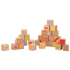 New Classic Toys 北歐ABC字母認知堆疊積木, 30件組, 字母數字認知, 安全無毒材質, 1組