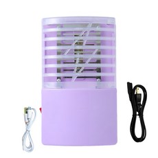 新錸家居 三用LED電擊式捕蚊燈全配組 附USB電源線 + 插座用電源線 USB充電/電池 紫色, 2016-1