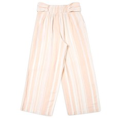 CARET 女款直條紋亞麻寬褲 附腰帶
