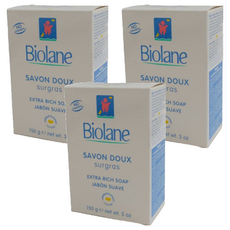 Biolane 法貝兒 嬰兒滋潤皂 百分百植物清潔皂 含甜杏仁油, 150g, 3盒
