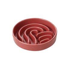 PEHOM 慢食陶瓷碗/浪(粉)s 寵物慢食碗 防滑 延長進食時間, 粉色, 1個