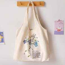 E.City 自然風花朵植物單肩帆布袋 提把高約26cm 重量約120g, 36 x 32 x 8cm, 海棠花