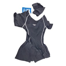 Summer Love 夏之戀 大女連身帶裙 泳衣 附活動式罩杯, M, 黑色