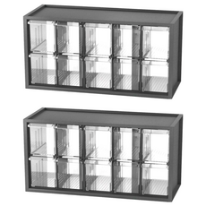 livinbox A9-510 小幫手零件分類箱（10抽）, 378 x 154 x 189mm, 黑色, 2個