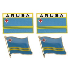 A-ONE 匯旺 阿魯巴國旗刺繡 + 國旗別針 Set, 阿魯巴國旗, 2組
