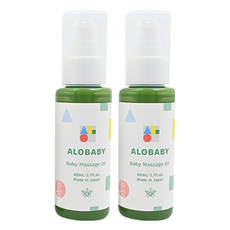 ALOBABY 寶寶按摩油 80mL, 植物成分, 好推不黏膩, 溫和無香型, 幫助舒眠, 促進血液循環, 2瓶