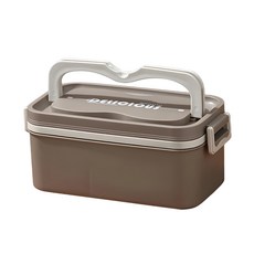 Cooksy 可微波加熱不銹鋼便當盒附餐具組 (19x9x9cm) 深咖色 單層保溫飯盒, 1個