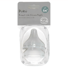 PUKU 藍色企鵝 極柔母感防脹寬口奶嘴十字, 6m+, 食品級矽膠材質, L, 1組