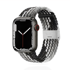 ANTIAN 雙色編織尼龍卡扣錶帶, 1條, 黑巧色