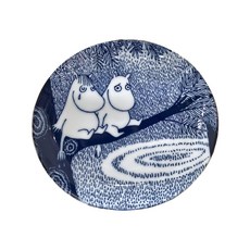 yamaka 山加商店 moomin嚕嚕米彩繪陶瓷淺盤禮盒 (MM2700-190) φ14xH2cm, 4件組陶瓷盤, 藍色 + 白色, 1組