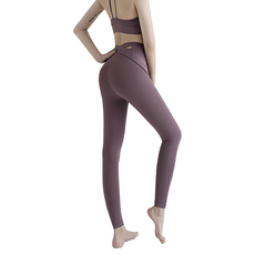 女款超彈力提臀瘦腿鯊魚褲, 3D車縫分段式加壓修飾, L, 暗紫