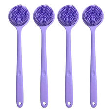 矽膠洗澡洗背刷，38x8x3.5cm, 薰衣草紫, 4支