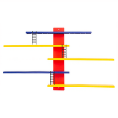 E.dot 壁掛公仔模型展示架 組裝完高度36cm, 紅 + 黃 + 藍, 1個