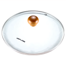 UNIFLAME 玻璃鍋蓋 DX鍋專用 蘇打石灰玻璃 不鏽鋼 天然木, 15.9cm, 1個