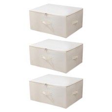 小麥購物 大容量日式布藝牛津布可折疊衣物收納箱 L2396 40L, 3個, 本白色