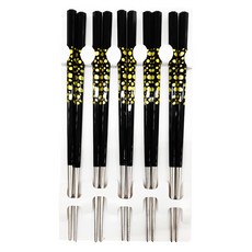 BUFFALO 牛頭牌 雅潔 304不鏽鋼 八角筷子 (5雙入) 台灣製, 21cm, 黑色, 1組