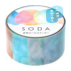 KING JIM HITOTOKI SODA 透明PET卷狀膠帶 Set 3件組 單張貼紙款, 寬20mm 長90枚, 調色盤, 1組