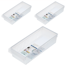 inomata 美收納盒 淺寬型 PP材質 耐溫120至-20 日本製 寬型0367, 透明色, 3個