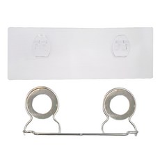 Easy 易立家 304不鏽鋼無痕掛勾雙瓶罐架, 適用瓶口寬度2.4~3.4cm, 19.5 x 9 x 6cm, 透明色貼片, 1組