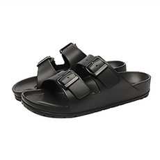 雙排扣軟底防臭防滑耐磨拖鞋, EVA材質, 尺寸36-45, 黑色