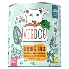 VEGDOG 蔬狗 蔬食冠軍犬罐 成犬配方 扁豆小米配方 含菠菜和奇亞籽, 水果/蔬菜, 400g, 1罐