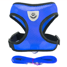 喵汪森林 狗狗背心式牽引繩 藍色, S(胸圍28~38cm), 1個