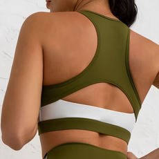 歐美裸感緊身立體包覆撞色運動內衣 75%錦綸 25%氨綸