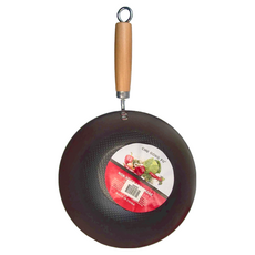 全日式一人食無塗層不沾小鐵鍋, 精鐵材質, 櫸木手柄, 重量771克, 1個, 24cm
