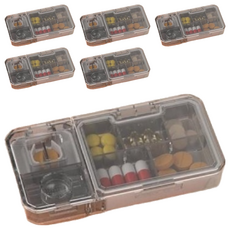 ROYALLIN 蘿林嚴選 隨身藥盒，附帶切藥器和磨粉器 (灰色)，尺寸12.1*6.9*1.8cm，ABS+矽膠材質，可拆卸水洗, 6個