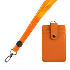LIKEHOUSE 真皮牛皮證件套 CB169, 橘色, 多卡槽設計, 附掛繩, 1個