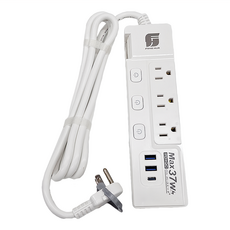 FONG HUA 崶華 按壓式4開3插 氮化鎵PD37W延長用電源線組 1.8M, PT43PD-6, 1條