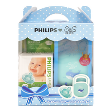 PHILIPS 飛利浦 4號香草奶嘴 + 收納盒, 0~3個月, 香草 + 小藍鯨 藍色, 1組