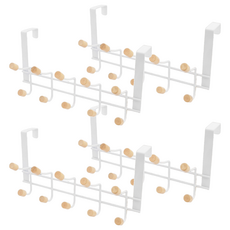 TRENY 日式經典門後掛勾 五勾 鐵製 410g 最大門板厚度4.5cm, 白色, 4個