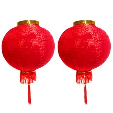 農曆春節元宵 植絨魚福紅燈籠2入組, 紅