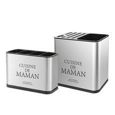 Dalpaengi Living Cuisine De Maman 不鏽鋼餐具收納筒+廚具收納筒組, 1組, 銀色