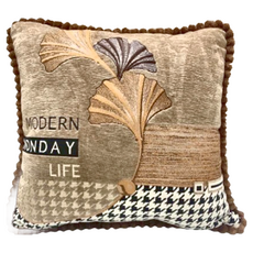 J&N 千鳥格紋絲絨抱枕 咖啡色 (2入), 48 x 48cm