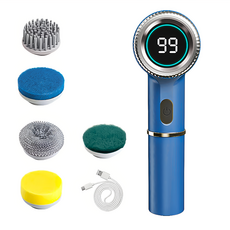 小麥購物 C570電動清潔刷 附5種刷頭 + USB充電線 寶石藍 497g, 1組