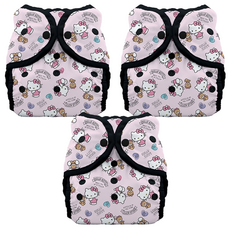 THiRSTiES 壓扣防水尿布兜 SANRIO聯名款 適用於0-9個月（3-8kg）的嬰兒 100%聚酯纖維外層 含聚氨酯防水層（TPU）, Hello Kitty Dear Bear, 3件