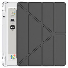 YUNMI 變形金剛保護殼/ 平板保護套 Y折支架 智能休眠 帶筆槽, 1個, 黑色