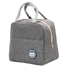 卡通圖案手提便當袋 防水牛津布 雙提手, 灰色, 3個