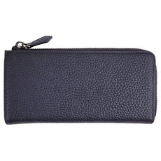 真皮L型男士小長夾, 頭層牛皮, 6卡位, 長17.5 x 高9cm, 黑色