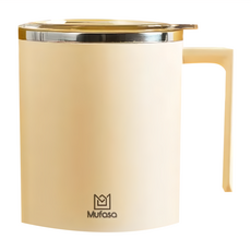 Mufasa 電動磁力攪拌杯 升級款 奶白色 360ml 一鍵啟動 316不鏽鋼內膽 IP67防水, miban2