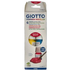 GIOTTO 學用美勞顏料 6色 25ml 附3號水彩筆, 260g