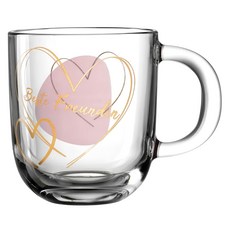 LEONARDO 里奧納多 溫馨浪漫夢幻心玻璃杯 400ml (咖啡杯/茶杯/水杯) 無鉛耐熱玻璃, 甜心粉色, 1個
