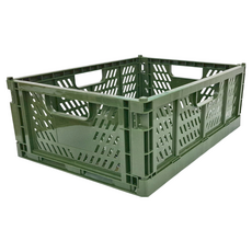 YAMADA可提式摺疊收納籃, 大(340 x 256 x 126mm), 綠色, 2個