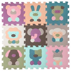 心樂家 莫蘭迪色系巧拼地墊 動物方程式 Set 9, 9個, 長30cmx寬30cmx厚度1.1cm