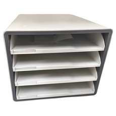 SYSmAX 彩邊開放式A4資料櫃, 灰色, 4層