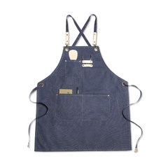 小麥購物 加厚帆布圍裙 Y287 57.5 x 79cm 265g, 藏青色, 1件