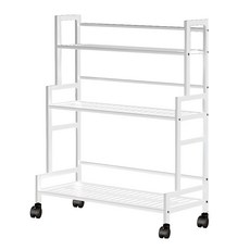 FAmILyLIFE 生活 階梯式附輪多功能置物花架, 淨白色, 3層