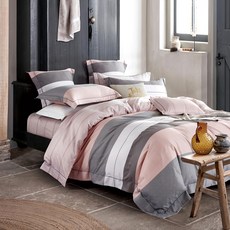 J-bedtime 床寢時光 萊賽爾天柔絲被套 PM7462M, 青春之歌 粉色 + 灰色 + 白色